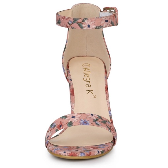 Allegra K Pink Floral Heels - Picture 4 of 5